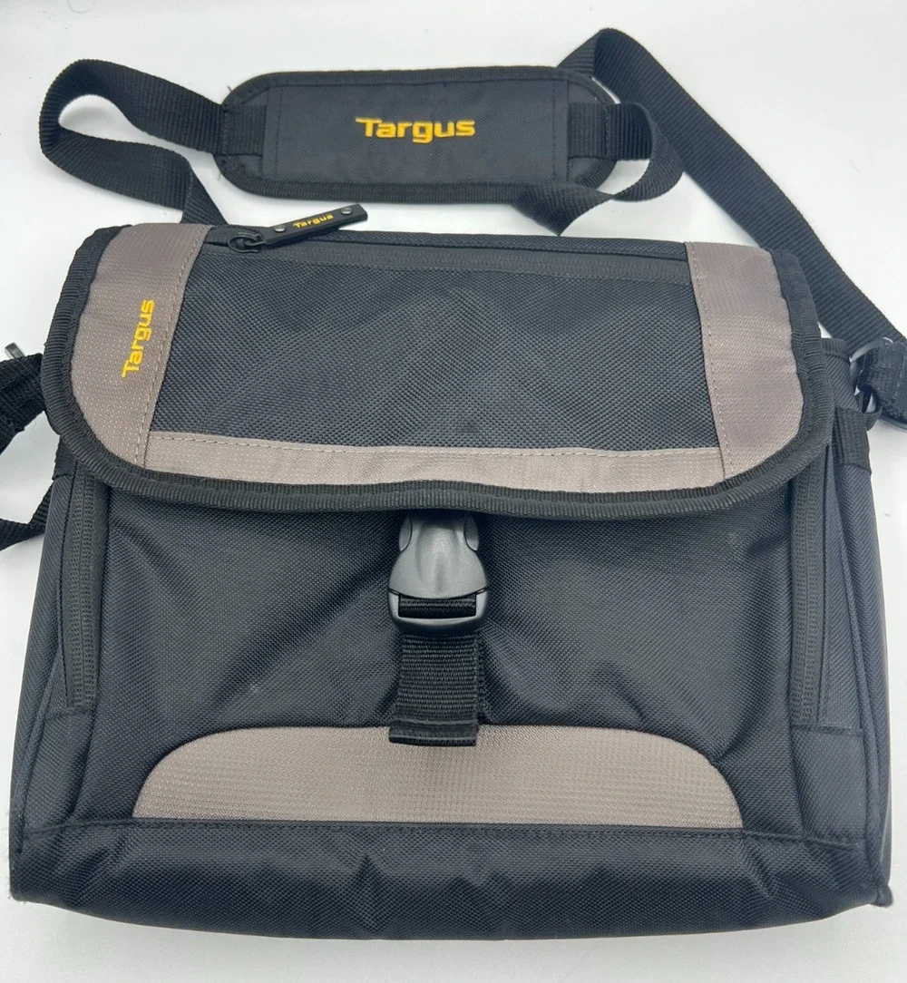 Targus Black Gray Laptop Messenger Shoulder Bag Padded Organizer Adjust Strap